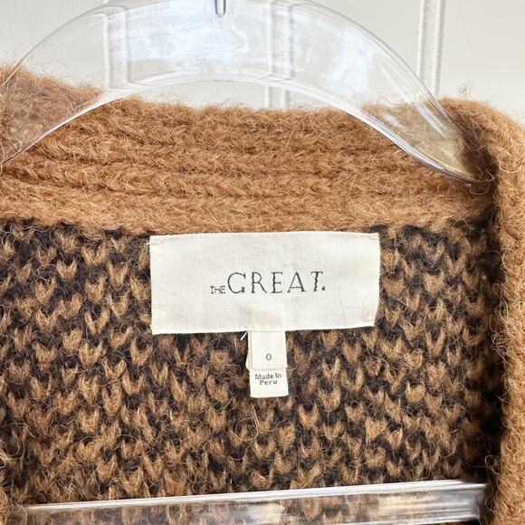 The Great. Polka Dot Cardigan Brown Superfine Alpaca Wool Knit Sweater XS - Picture 4 of 5